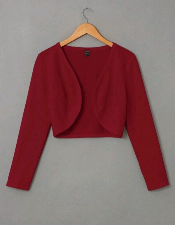 Women's Solid Color Long Sleeve Bolero Jacket – Casual Daily Wear - Image 3