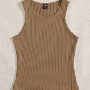 Ribbed Knit Solid Color Tank Top