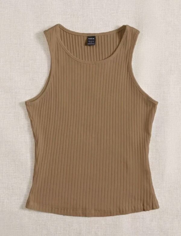 Ribbed Knit Solid Color Tank Top