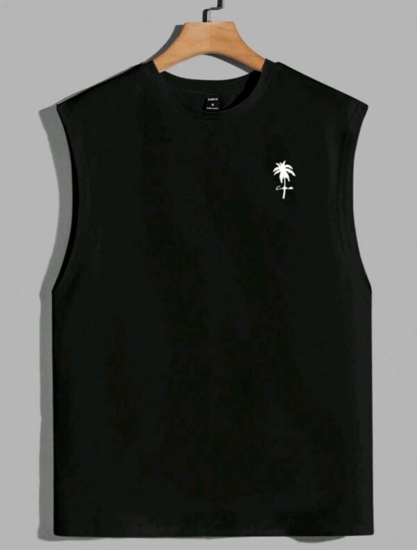 "Men's Slim Fit Sleeveless Knitted Wool Tank Top with Coconut Tree Print"