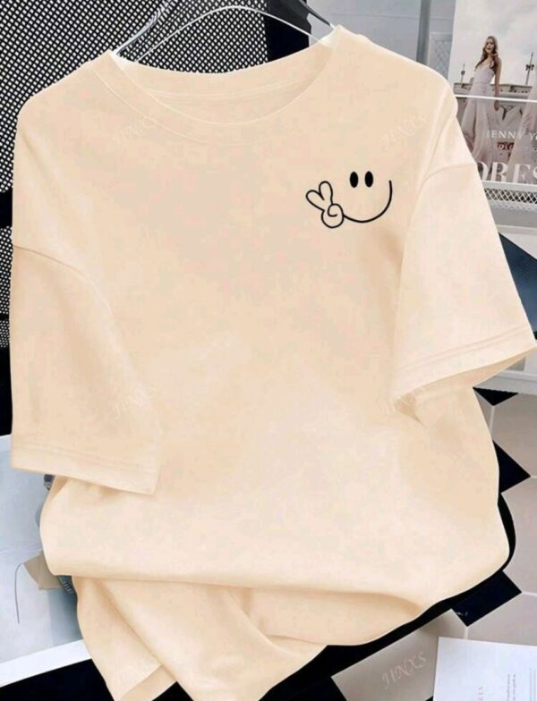 Loose-Fit Casual Short Sleeve T-Shirt for Women, Korean Y2K Style with Geometric Print, Round Neckline - Image 3