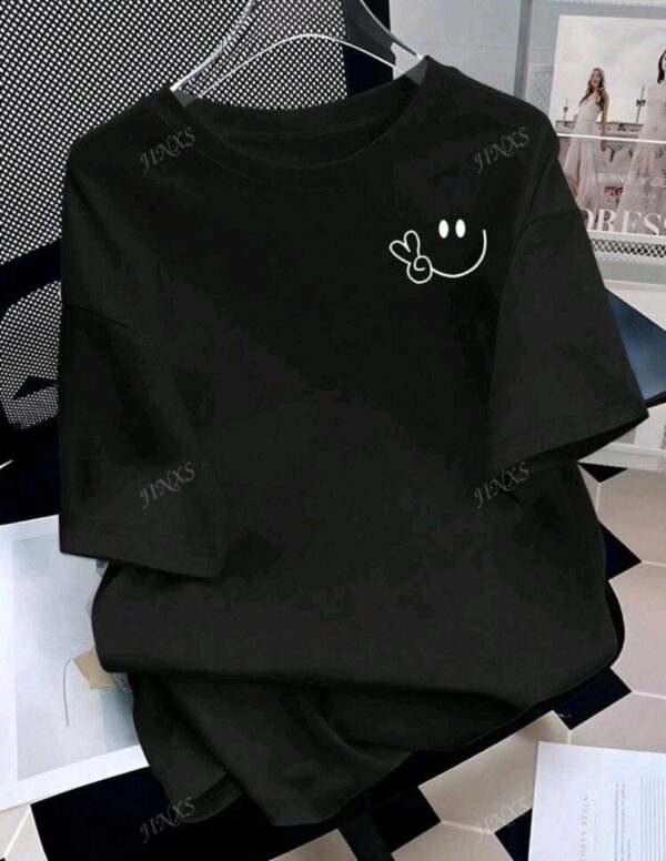 Loose-Fit Casual Short Sleeve T-Shirt for Women, Korean Y2K Style with Geometric Print, Round Neckline