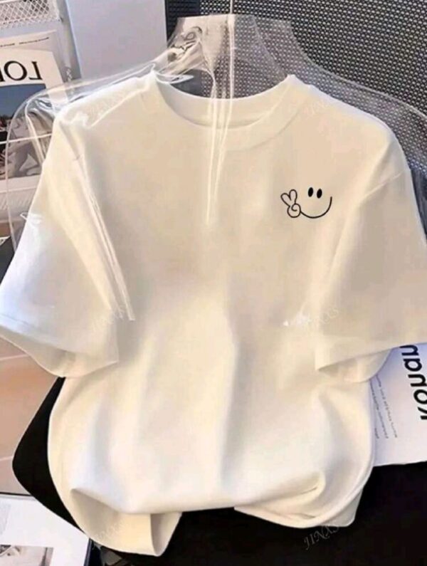 Loose-Fit Casual Short Sleeve T-Shirt for Women, Korean Y2K Style with Geometric Print, Round Neckline - Image 2