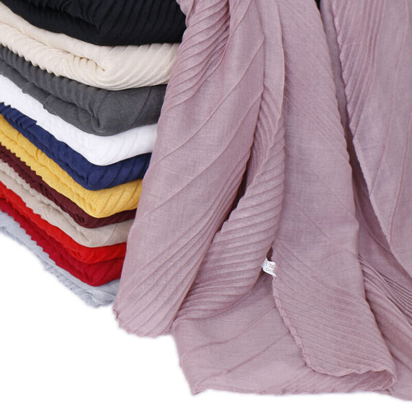 Scarf Hijab Wrap Solid Shawls Wrinkled Cotton Scarves Turban
